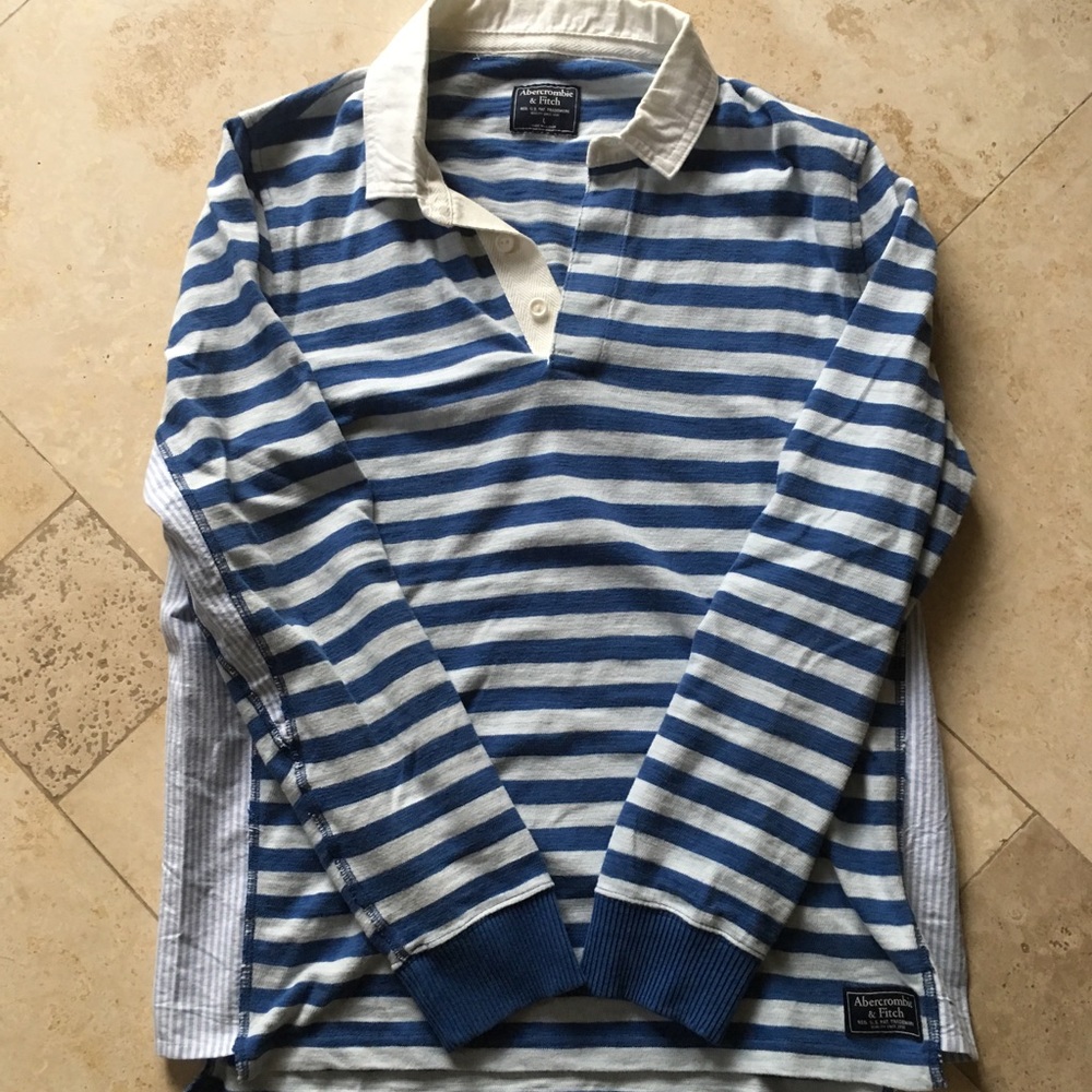 Abercrombie & Fitch Stripped Long Sleeve Polo